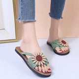 Women Open Toe Sandals Flats Summer Flower Flip Flops Flip-Flops Flip-Flops Casual Beach Slippers