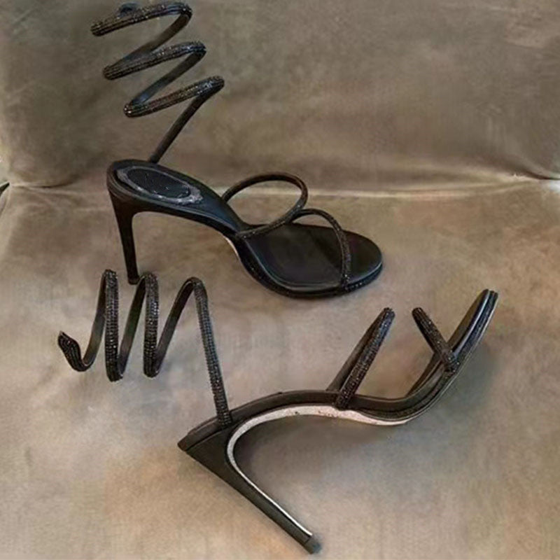 Nude Block Heel Peep Toe Stiletto Sandals