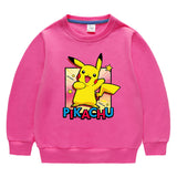 Children Pokemon Pikachu Hoodie Solid Color Cotton Sweater Neutral