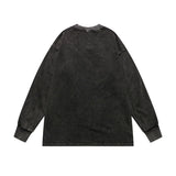 Mens Fall Outfits Retro Loose Printed Long-Sleeved T-shirt Men's and Women's Distressed Sports Sweater