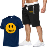 Smiley Face T Shirt Drew Biber Smiley Print Men's Short-Sleeved T-shirt Suit
