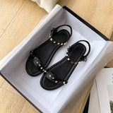 Flat Dress Sandals Summer Flat Hollowed Rivet Casual Sandals for Women
