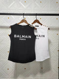 T Shirt Balmain Spring/Summer Letter Cotton round Neck Sleeveless Vest T-shirt for Women
