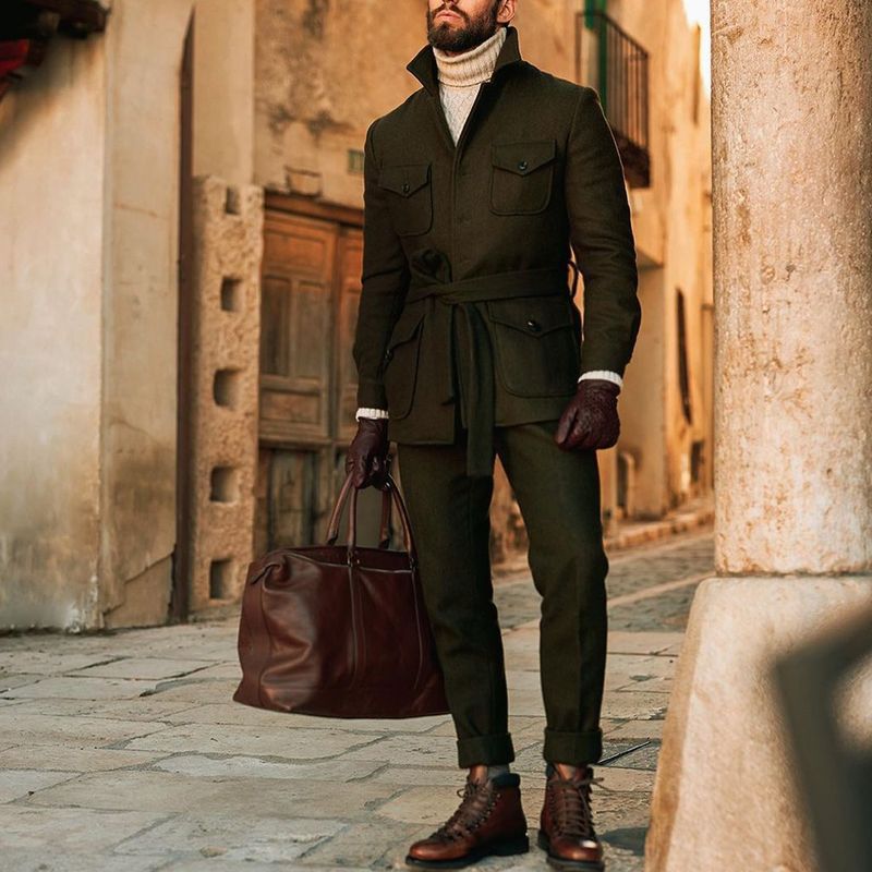 Blade Runner Jacket Autumn and Winter Men's Stand Collar Woolen Trench Coat