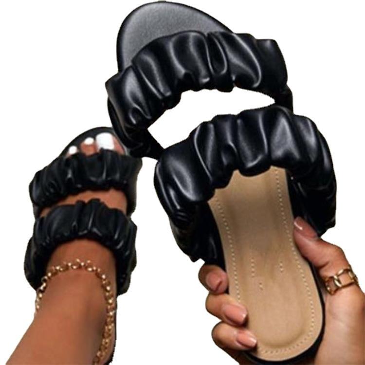 Women Open Toe Sands Flats Summer Round Toe Large Size Flat Women Sandals