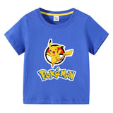 Children Pokemon Pikachu T Shirt Summer Short Sleeve T-shirt Cartoon Cotton Leisure Sports