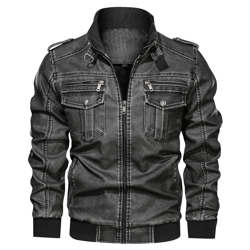 Black Varsity Jacket Racer Jacket Motorcycle Riding Racing Suit Cowhide Motorcycle Leather Coat for Men Fall/Winter Jacket