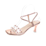 Nude Block Heel Peep Toe Sandals