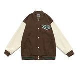 Vintage Letterman Jacket Autumn Color Matching Printed Baseball Uniform