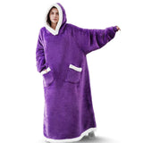 Hoodies Blankets Large Pocket Lazy Blanket Fleece Lamb Wool Bathrobe