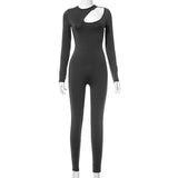 Autumn Solid Color Irregular Hollow-out Trousers Slim-Fit Trousers Jumpsuit