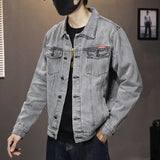 Denim Jacket Men's Slim-Fit Washed Casual Denim Jacket