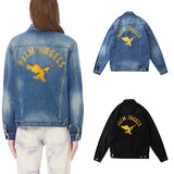 Palm Angels Jacket Printed Denim Jacket Washed Loose-Fitting Denim Clothes