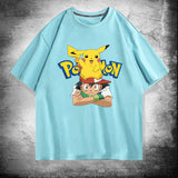 Men and Women Pokemon Pikachu T Shirt Cotton Short Sleeve T-shirt