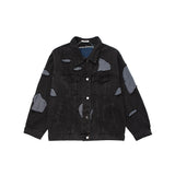 Men Denim Coat Jean Jackets Stitching Ripped Do the Old Cowboy Coat Men's Loose Lapels Jacket Punk Jeans