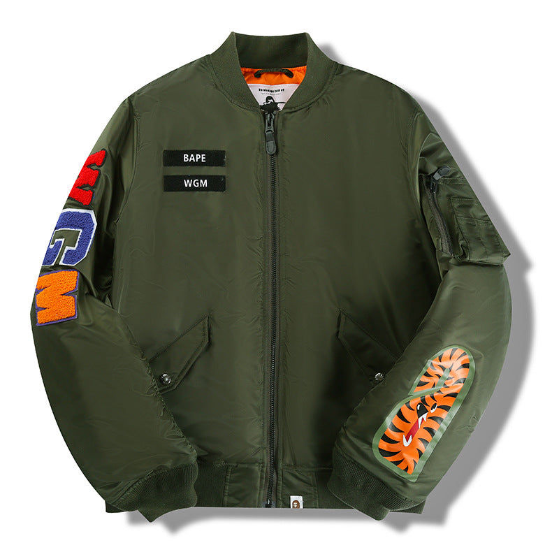Bape Military Jacket Baseball Uniform Jacket Letters Men'S Casual Jacket