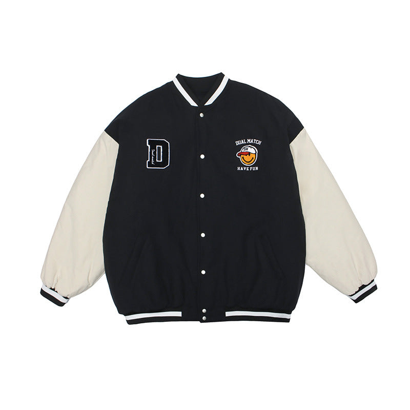 College Jacket Autumn Winter Retro Embroidered Bread Baseball Uniform Men's Street Winter Loose Top