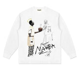 Kobe Shirt Kobe Printed Pattern Long Sleeve T-shirt Small Neckline Cotton