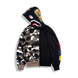 WGM Closing Autumn and Winter Leisure Shark Head Color Matching Hooded Sweater Coat