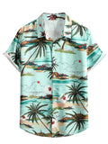 Men Hawaii Shirts Short-Sleeved Shirt Red Casual Summer Men's Shirt