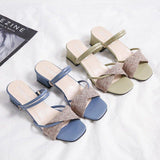 Women Open Toe Sandals Flats Summer Chunky Heel Color Matching High Heel Fashion Sandals