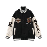Baby Blue Varsity Jacket Retro Street Hip Hop Jacket Men Baggy Coat