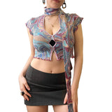 Music Festivals Rave Outfits Girls Tops Summer Women's Fashion Short Sleeve Sexy T-shirt