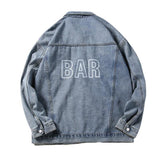 Denim Varsity Jacket Autumn and Winter Denim Jacket Men's Printed Loose Oversize Couple Jacket