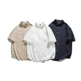 Men T-Shirt Summer Solid Color Shirt Retro Short Sleeve Men