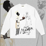 Kobe Shirt Kobe Printed Pattern Long Sleeve T-shirt Small Neckline Cotton