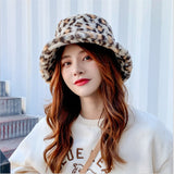 Leopard Fur Hat Warm Fisherman Hat