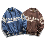 Baby Blue Varsity Jacket Spring Leisure Coat Loose Baseball Uniform