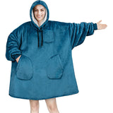 Hoodies Blankets Autumn and Winter Solid Color Plaid Lazy Blanket Multi-Pocket Leisure
