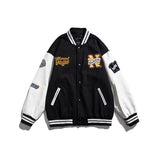 Varsity Jacket Vintage Autumn Men's Baseball Uniforms Campus Color Contrast Patchwork Youth Casual Jacket
