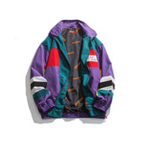 Vintage Letterman Jacket Autumn Color Stitching Stand-Collar Workwear Jacket