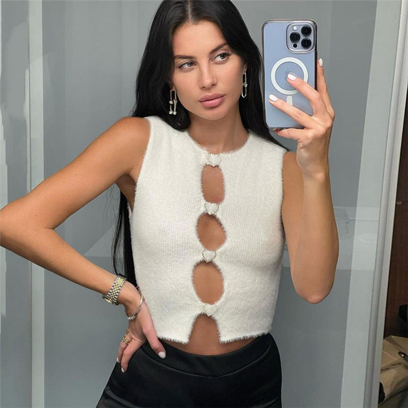 Music Festivals Rave Outfits Girls Tops Spring and Summer Women's Clothing Fashion round Neck Sexy Vest