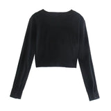 Women Fall Outfits Fall V-neck Knitted Top Single-Breasted Short Solid Color Cardigan