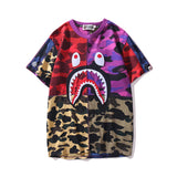 Wgm Shirt Bape Shark Head Men And Women Digital Printing Casual Sports Short Sleeve