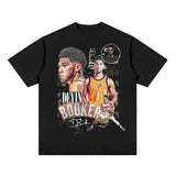 Devin Booker Shirt NBA Star Devin Booker Printed Short-Sleeved T-shirt Men and Women Loose Heavy Small Neckline