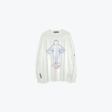 Mens Fall Outfits Printed Long-Sleeved T-shirt Men's Oversize Top
