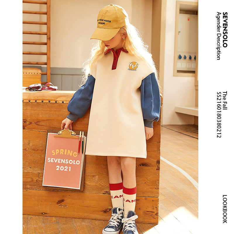 Color-Matching Dress Children Sweatshirt Skirt Children GIRL'S Spring Clothes