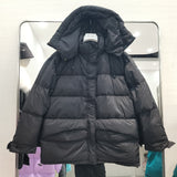 Women Winter Coats Puffer Jacket Down Coat Down Jacket Women's Short Pure Color Thickened Hooded Detachable