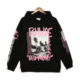Rhude Hoodie Vintage Retro Style Personality Printed Hip Hop Loose Couple Hooded Sweater