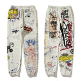 Kanye West Sunday Service Pant Cartoon Doodle Hand Drawn Retro Loose Terry Trousers