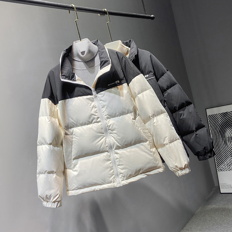 Women Winter Coats Puffer Jacket Down Coat Winter Loose Contrast Color Men's and Women's Same Stand Collar Coat