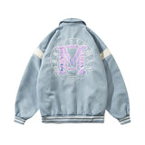 Baby Blue Varsity Jacket Baggy Coat Men's and Women's Autumn