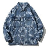 Denim Varsity Jacket Jacquard Denim Jacket Men's Spring and Autumn Loose plus-Sized Size Jacket