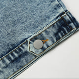 Men Denim Coat Jean Jackets Love Embroidered Washed Do the Old Cowboy Coat Loose Lapels Jacket Denim Clothing