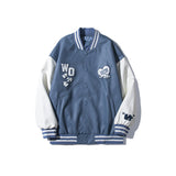 Baby Blue Varsity Jacket Baggy Coat Men's and Women's Jacket Autumn Baseball Uniform
