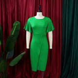 Nina Parker plus Size Dresses Summer Ruffle Sleeve Tight Bandage plus Size Dress